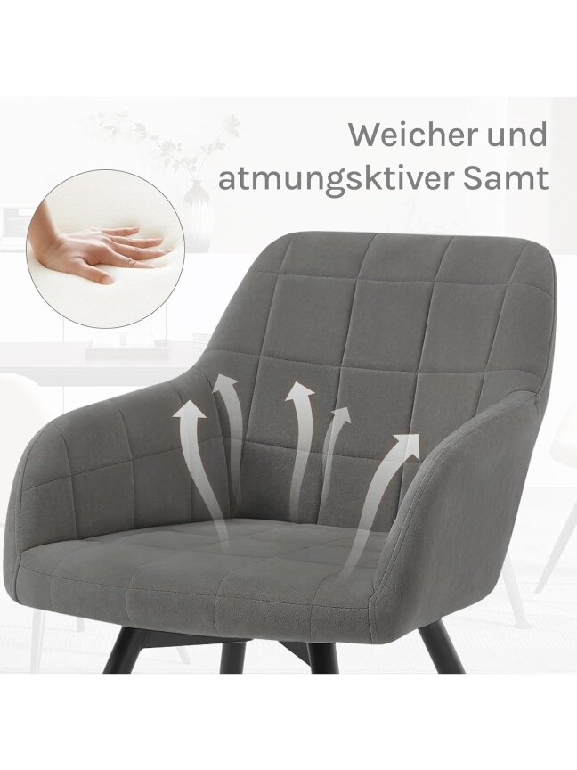Besisukanti valgomojo kėdė, ergonomiška | Paminkštinta, su porankiais ir atlošu, metalinės kojos 3
