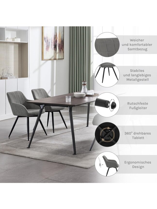 Besisukanti valgomojo kėdė, ergonomiška | Paminkštinta, su porankiais ir atlošu, metalinės kojos 6