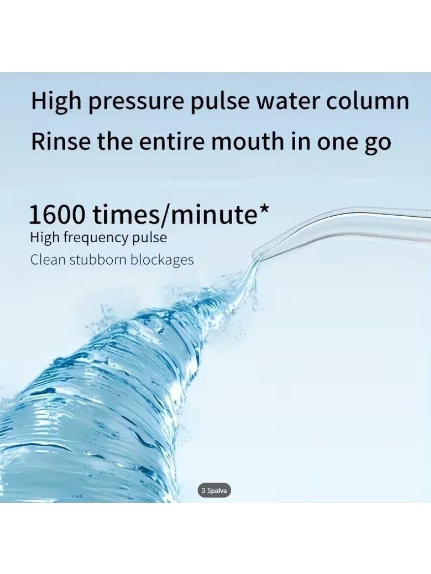 Cordless electric oral irrigator with 3 modes and 4 nozzles, USB rechargeable 3