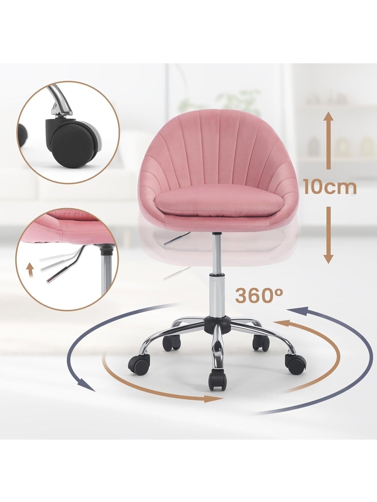 Kontoritool, ergonoomiline meigitool | Pöörlev, ratastega 2
