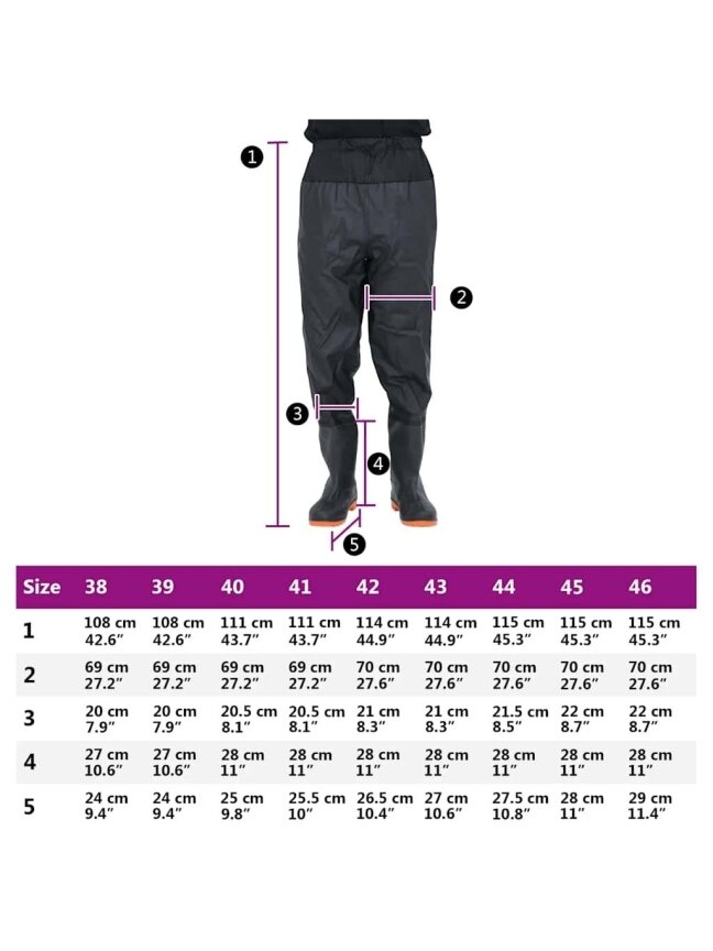 Waders with Boots, Black, Size 41 5
