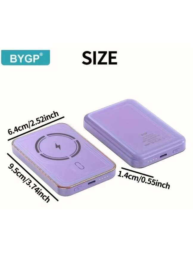 BYGP 5000mAh Magnetic Wireless Power Bank with LED Display for iPhone 1