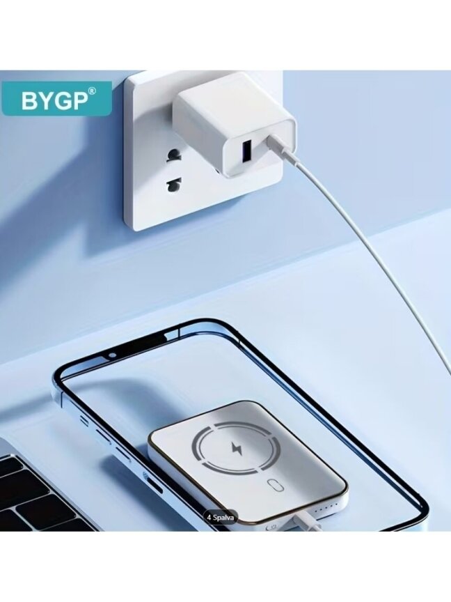 BYGP 5000mAh Magnetic Wireless Power Bank with LED Display for iPhone 5