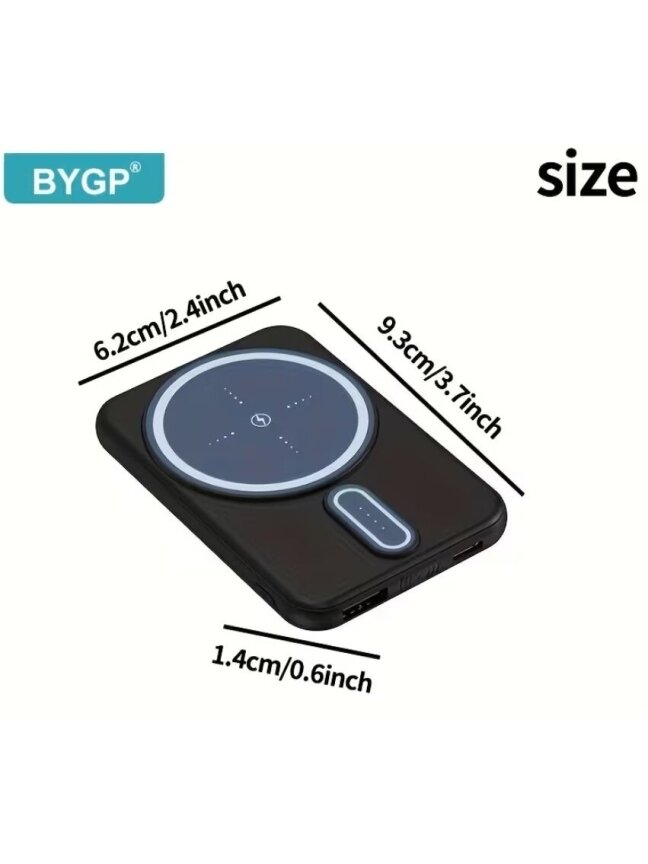 BYGP 5000mAh Magnetic Wireless Power Bank for iPhone – Compact Portable Charger 1