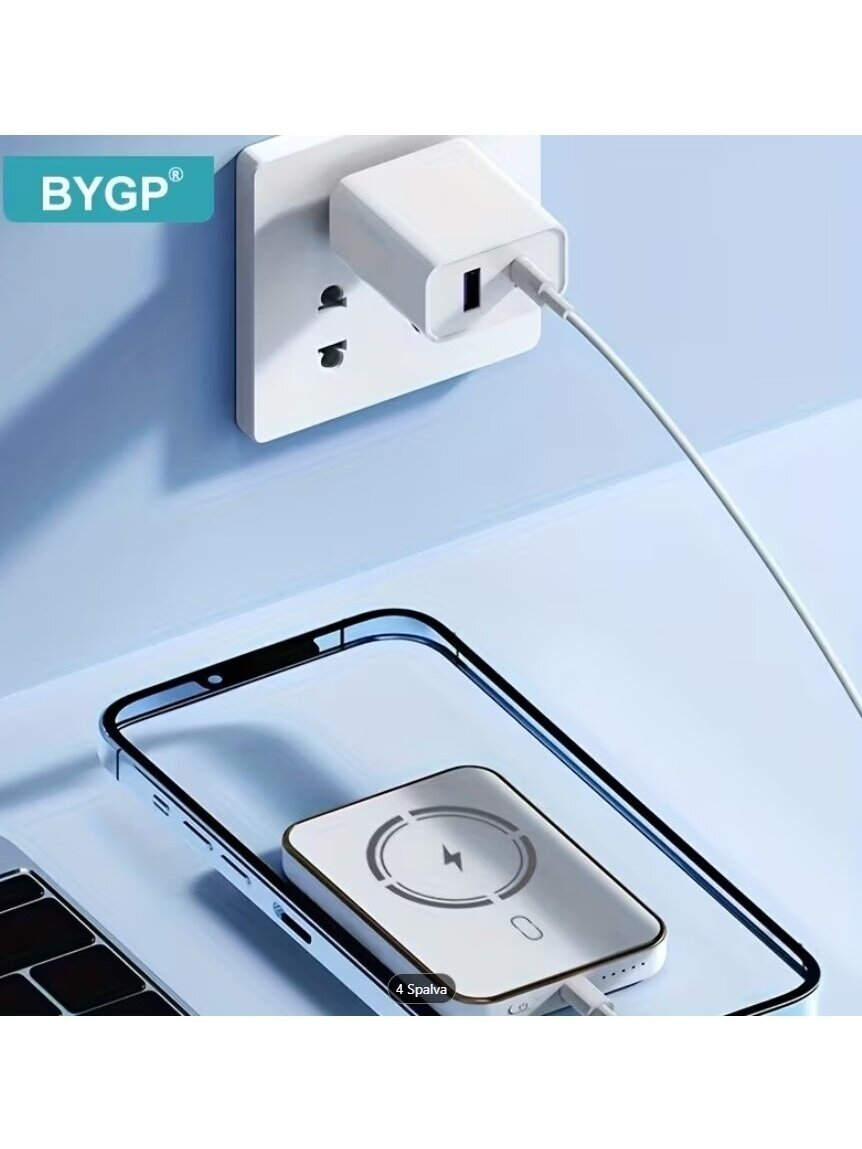 BYGP 5000mAh Magnetic Wireless Power Bank with LED Display for iPhone 5