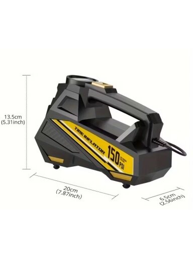 Цифровой воздушный компрессор Carsun 150 PSI — DC 12V с LED-подсветкой (чёрно-жёлтый)