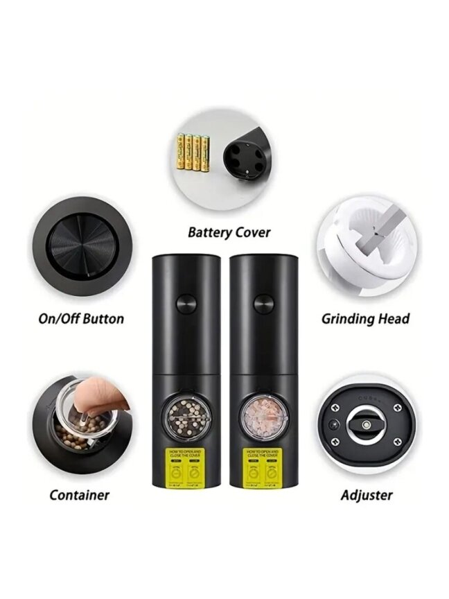 CLITON Electric Salt and Pepper Grinder with LED Light 2