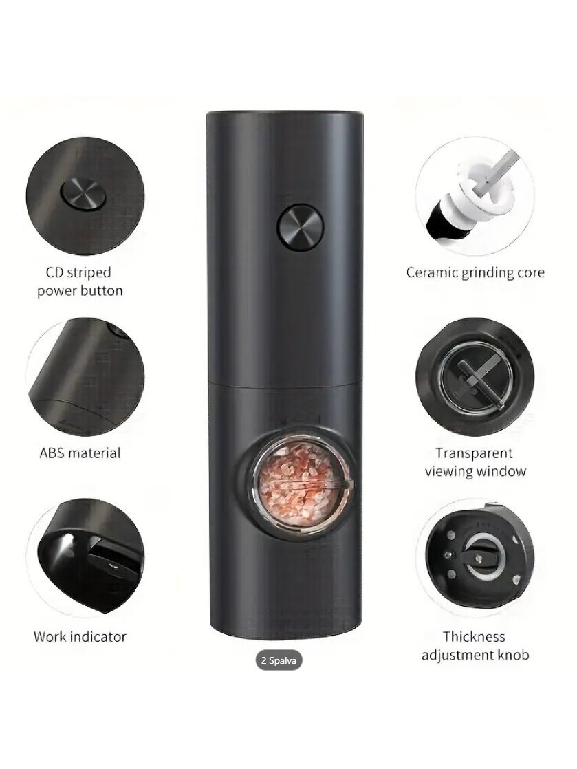 CLITON Electric Salt and Pepper Grinder with LED Light 3