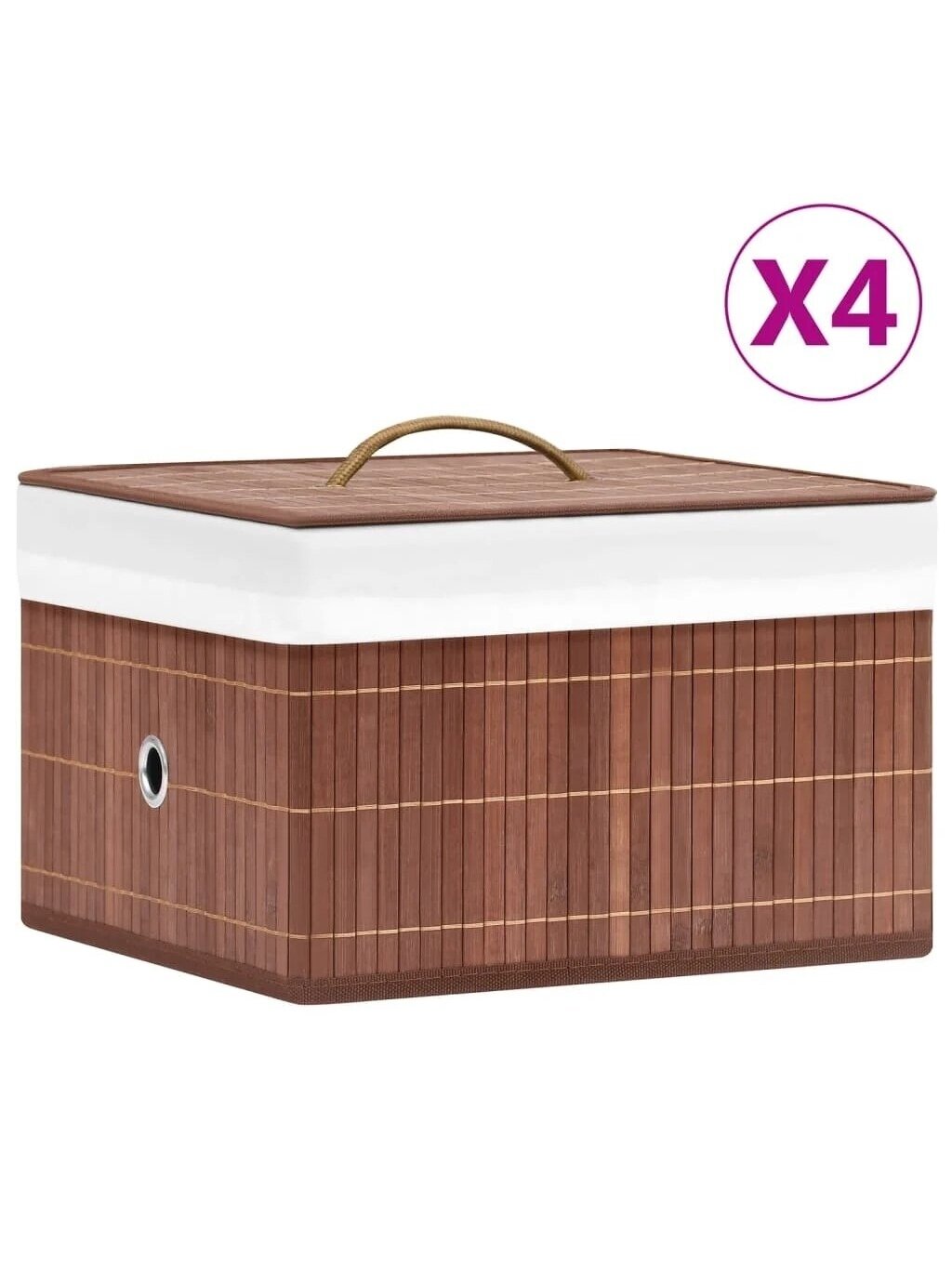 Storage boxes, 4 pcs, brown, bamboo 1