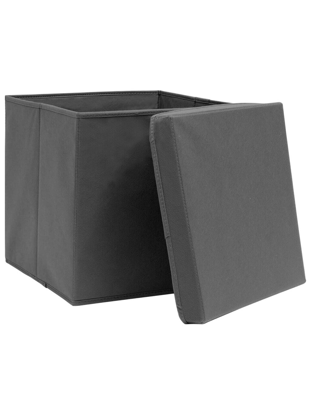 Storage boxes with lids, set of 3, grey, 32×32×32 cm, fabric 1