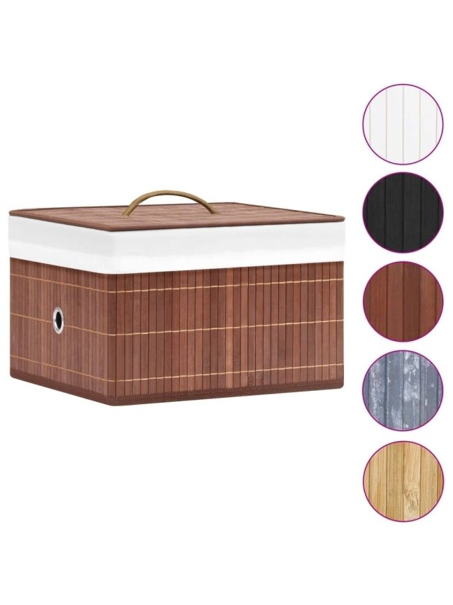 Storage boxes, 4 pcs, brown, bamboo 2