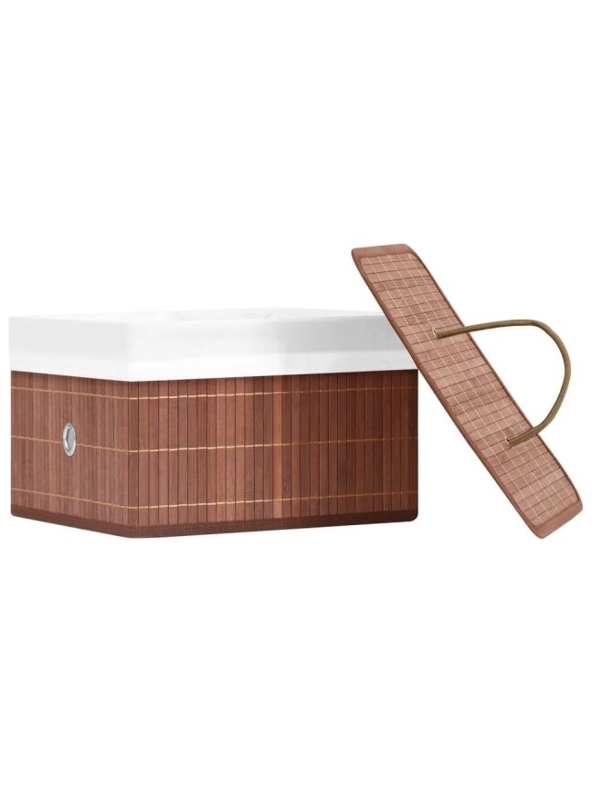Storage boxes, 4 pcs, brown, bamboo 3