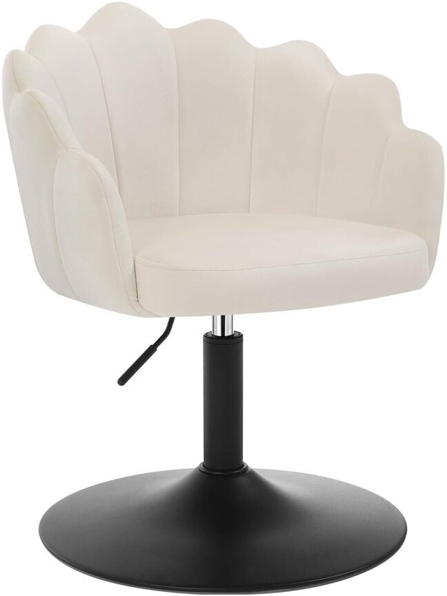 Dressing Table Chair with Petal Back, Velvet, Cream | Adjustable Height, for Bedroom Makeup Dressing Table Chair with Petal Back, Velvet, Cream | Adjustable Height, for Bedroom Makeup