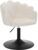 Dressing Table Chair with Petal Back, Velvet, Cream | Adjustable Height, for Bedroom Makeup