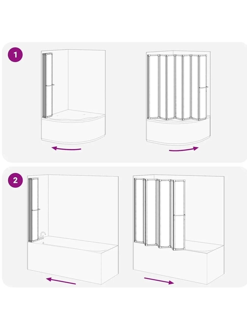 Shower / Bath Screen, 140 × 168 cm, 7 Foldable Panels, with Towel Rack 8 Shower / Bath Screen, 140 × 168 cm, 7 Foldable Panels, with Towel Rack 8