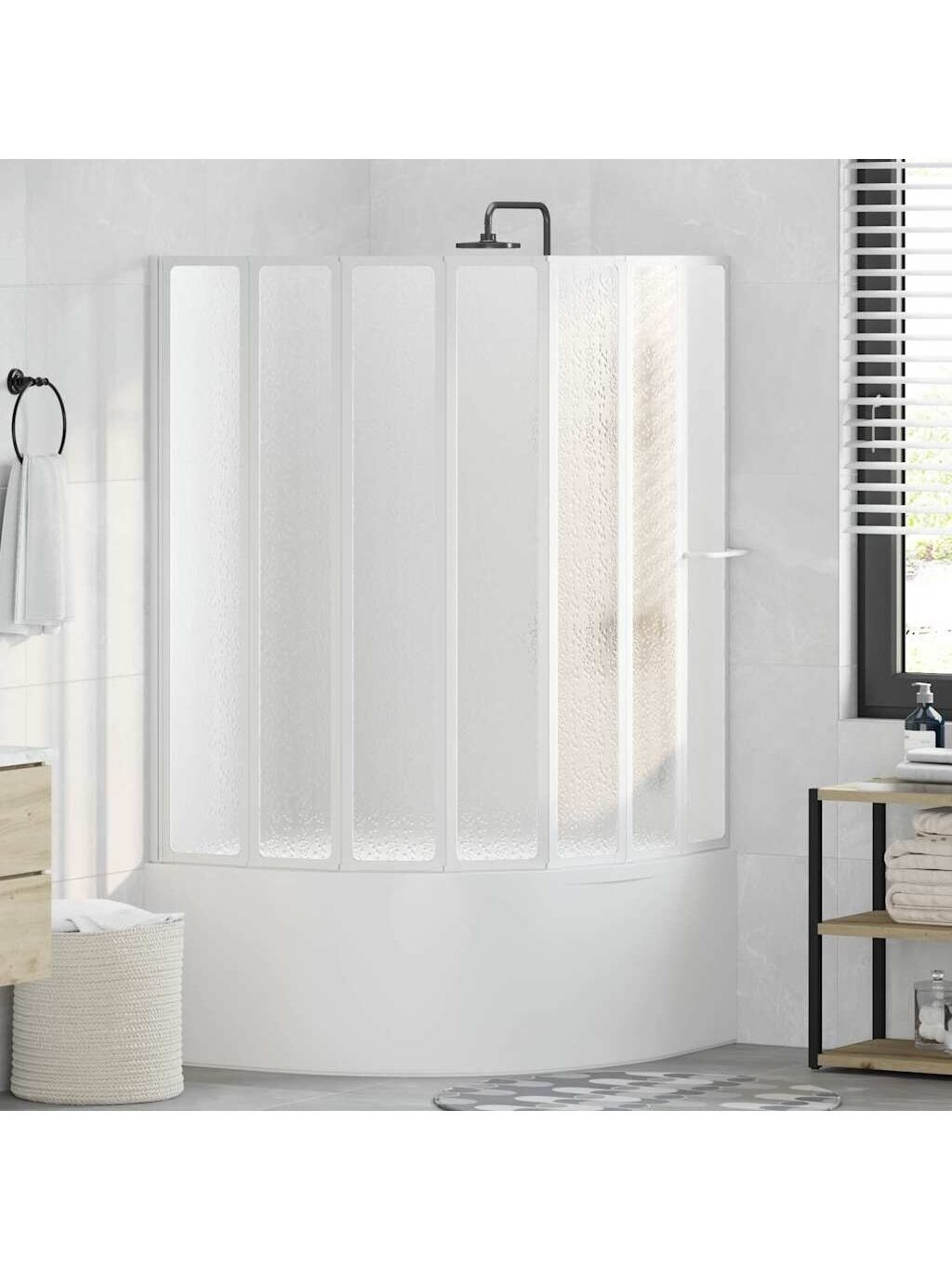 Parawan prysznicowy / wannowy, 140 × 168 cm, 7 składanych paneli, z wieszakiem 1