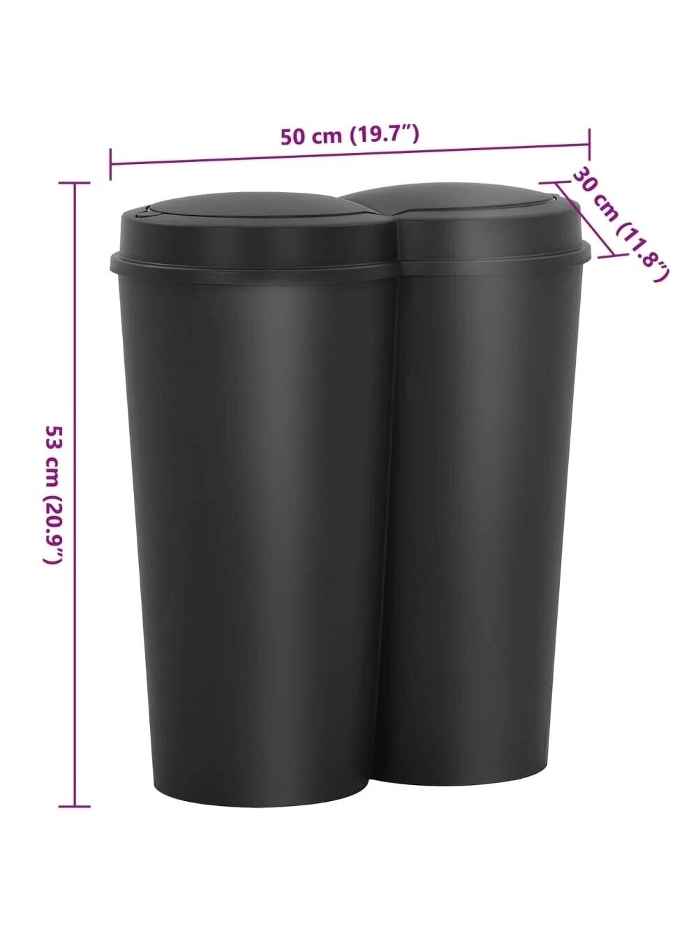 Double Trash Bin, Black, 50 L 6