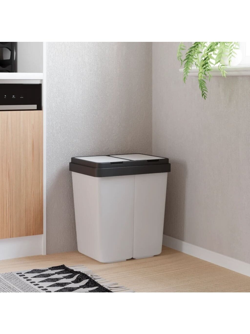 Double Trash Bin, White, 2x25 L