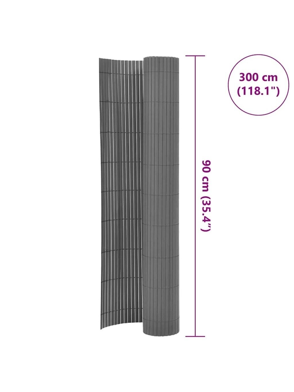 Dvipusė sodo tvora, pilka, 90x300 cm, PVC 5