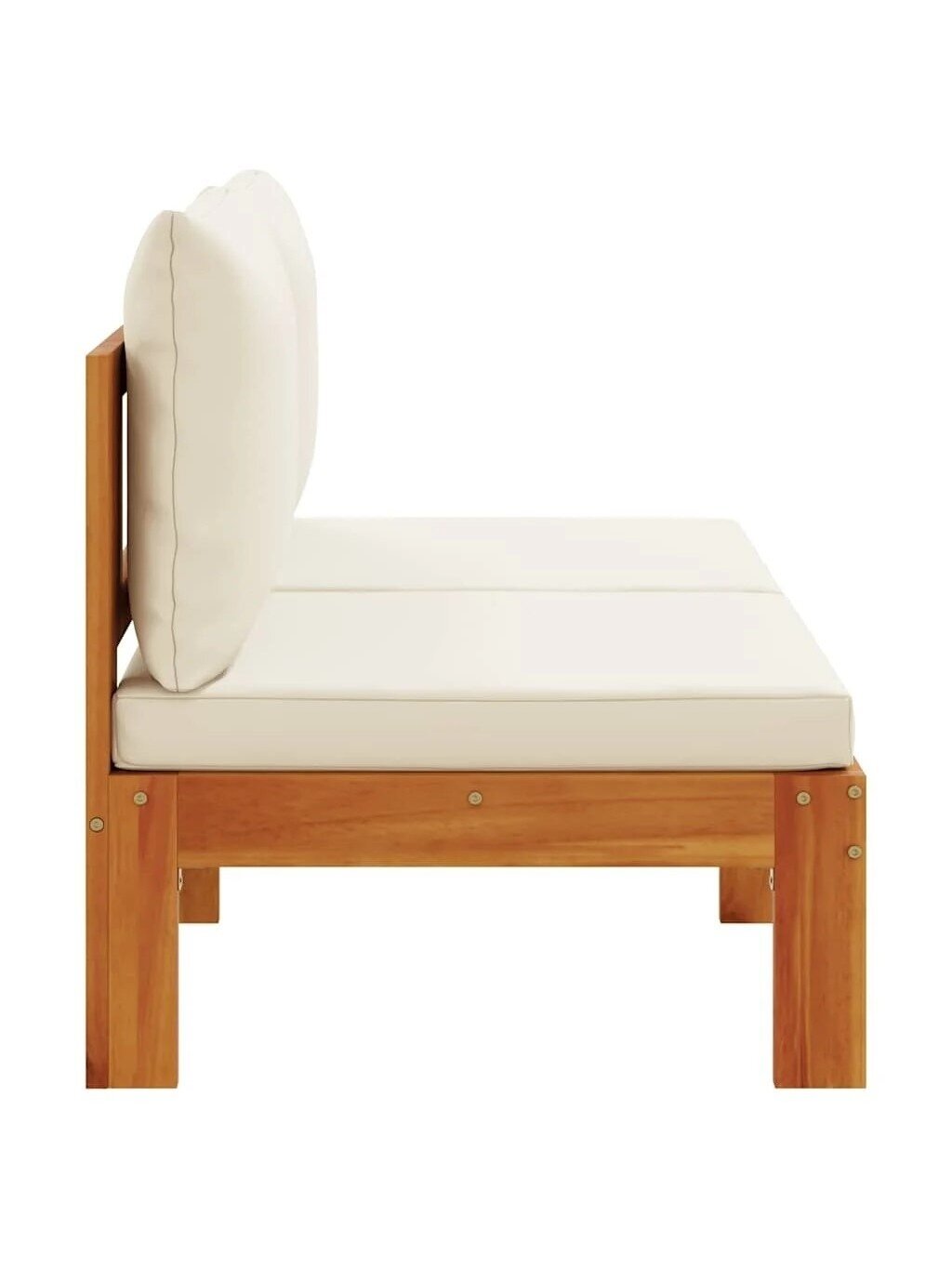 2-seater garden sofa without armrests with cushions, Acacia solid wood 4