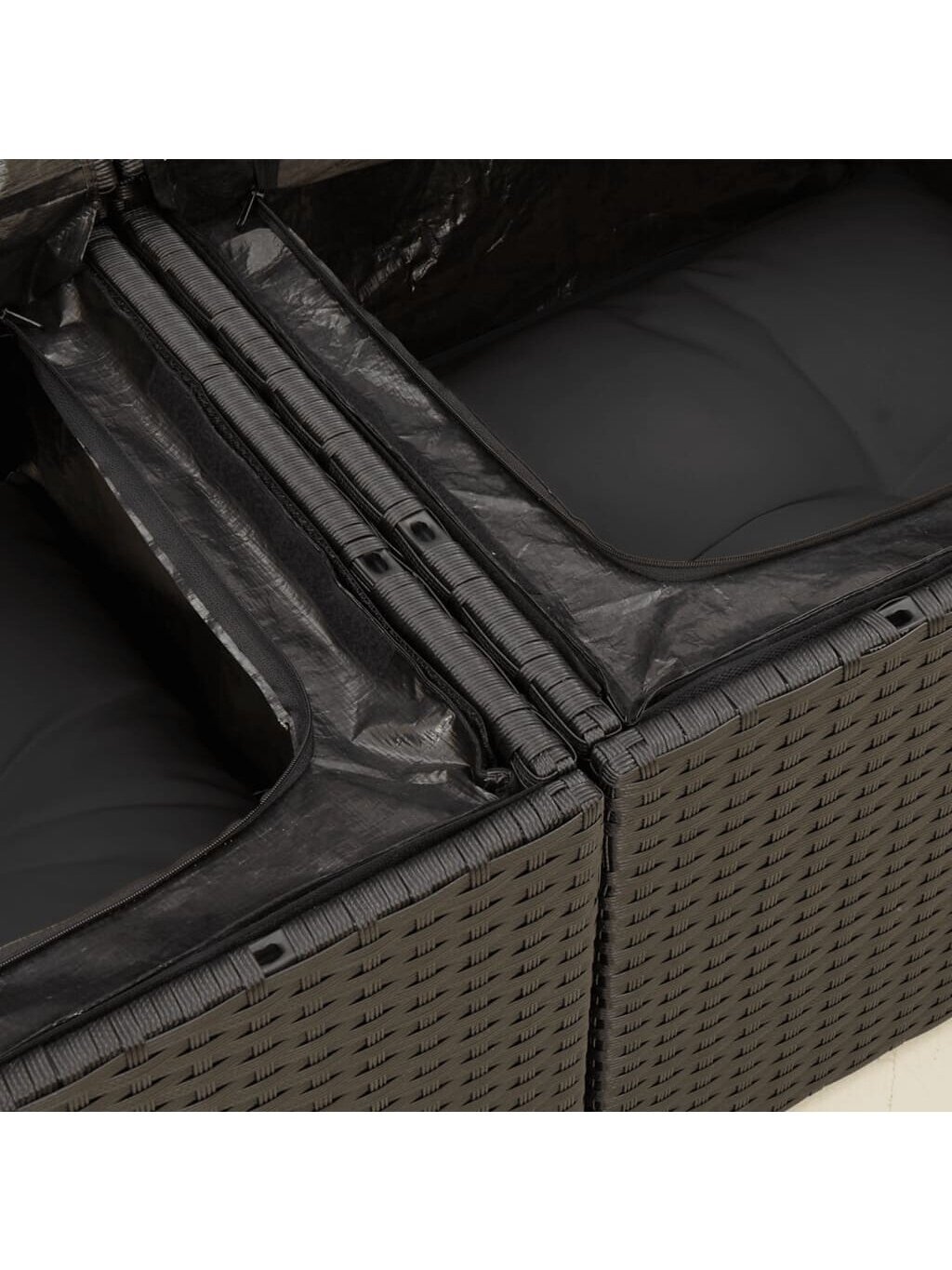 Double garden sofa with cushions, black color, poly rattan 8 Double garden sofa with cushions, black color, poly rattan 8