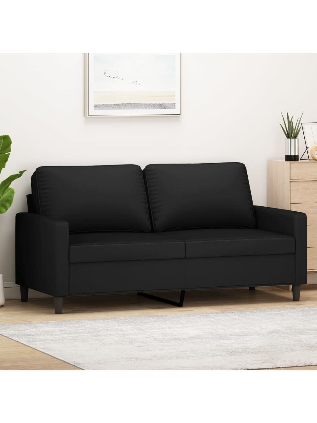 2-Seater Sofa, Black, 140 cm, Velvet