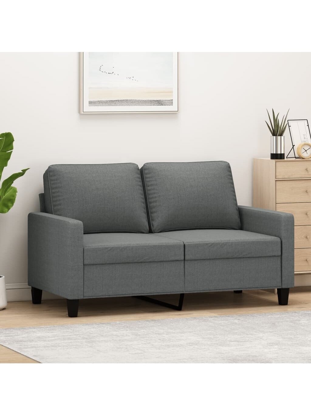Dvivietė sofa, tamsiai pilkos spalvos, 120cm, audinys