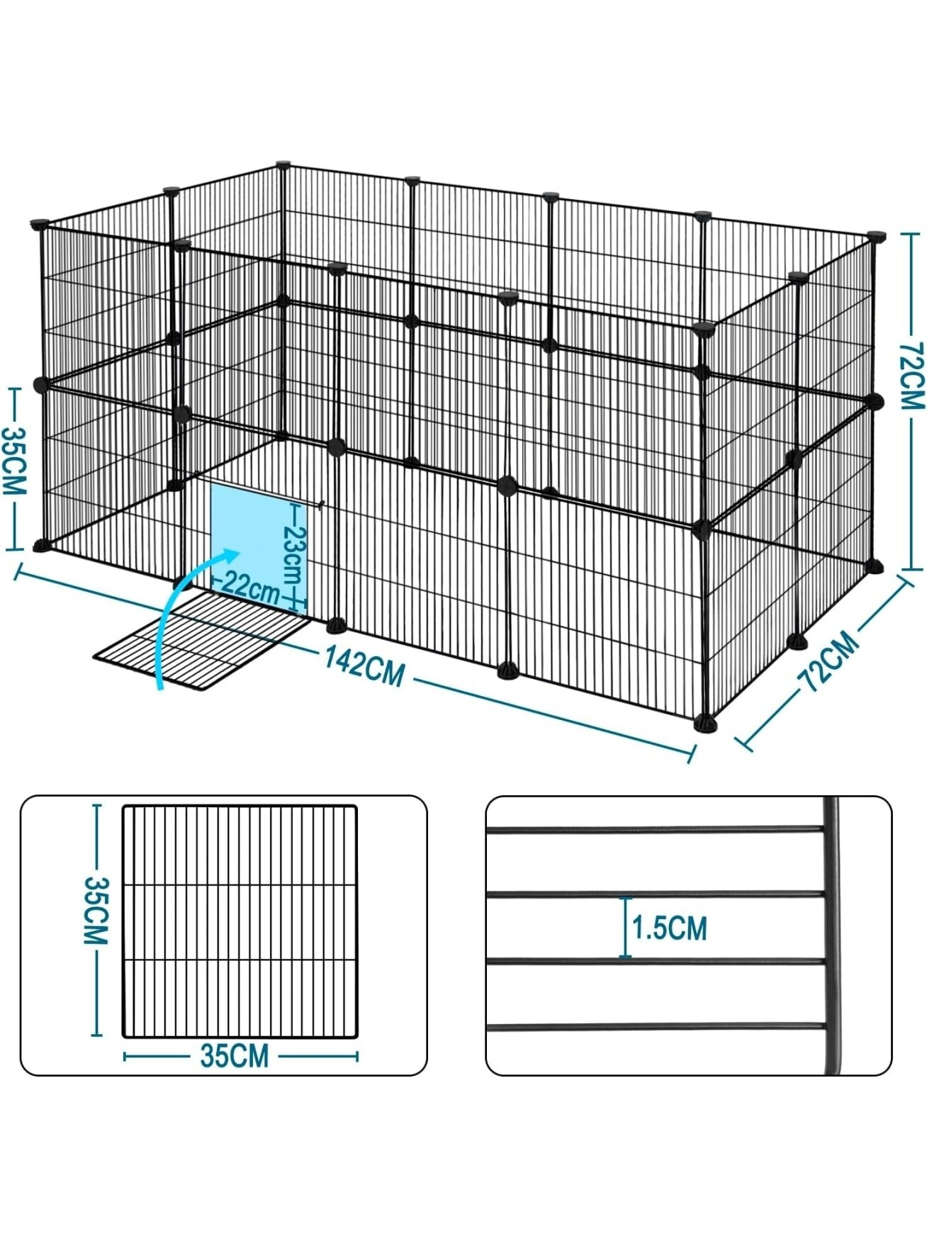 Two-level metal pet enclosure with doors, black color 5 Two-level metal pet enclosure with doors, black color 5