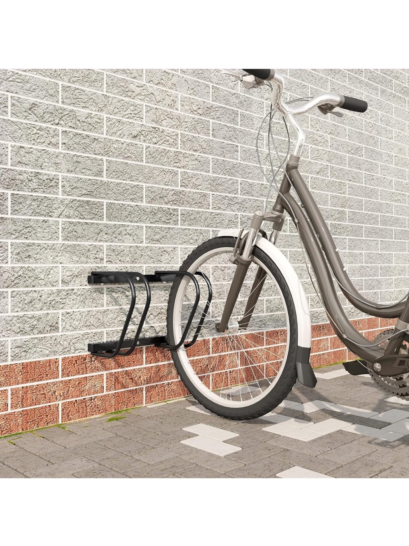 Bicycle rack for 2 bikes, freestanding floor stand or wall-mounted installation. 7 Bicycle rack for 2 bikes, freestanding floor stand or wall-mounted installation. 7