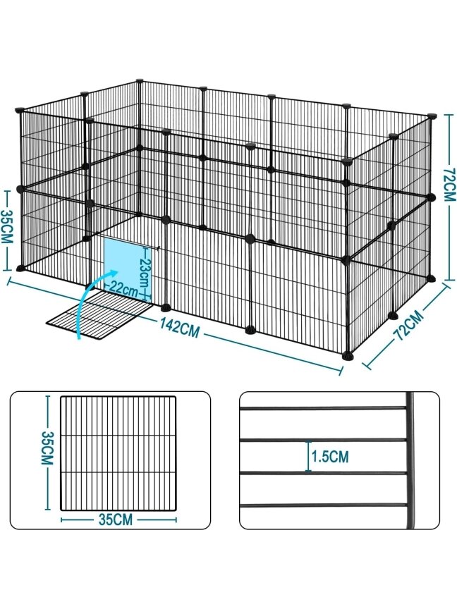 Two-level metal pet enclosure with doors, black color 5 Two-level metal pet enclosure with doors, black color 5