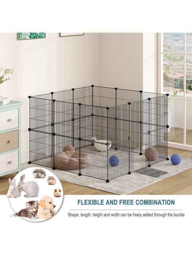 Two-level metal pet enclosure with doors, black color 6 Two-level metal pet enclosure with doors, black color 6