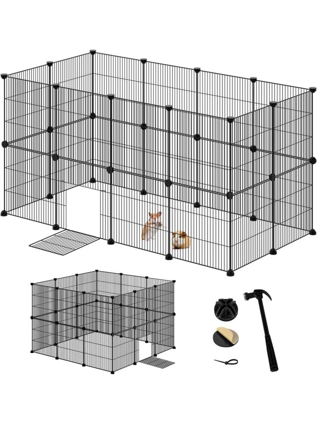 Two-level metal pet enclosure with doors, black color 7 Two-level metal pet enclosure with doors, black color 7