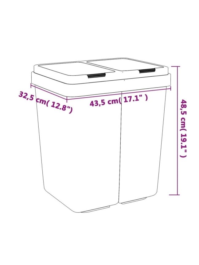 Double Trash Bin, White, 2x25 L 4 Double Trash Bin, White, 2x25 L 4