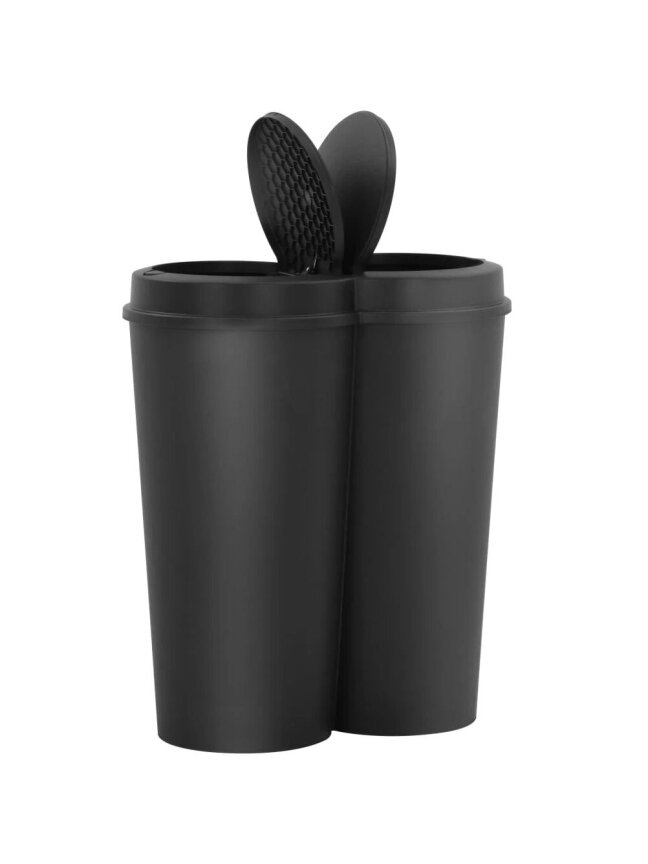 Double Trash Bin, Black, 50 L 1