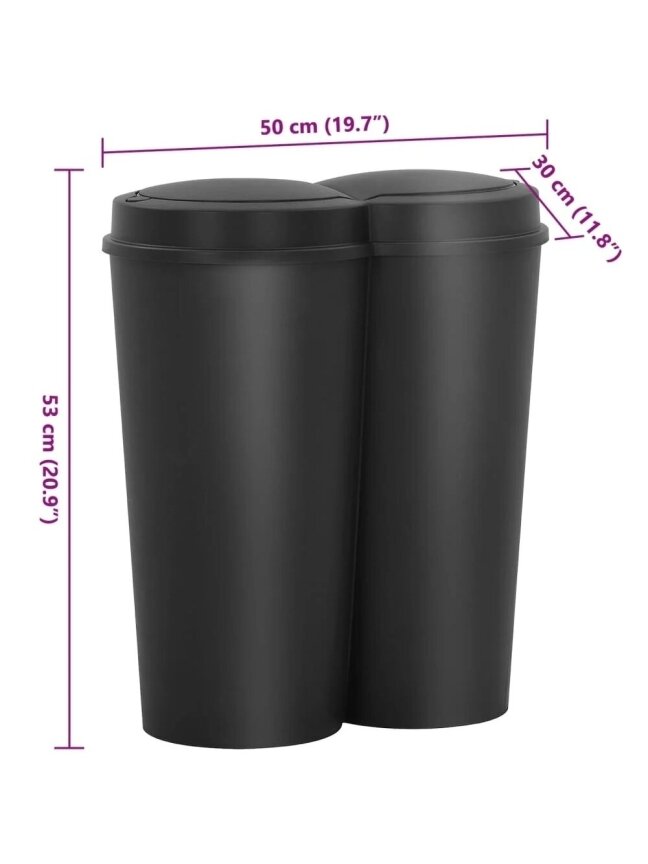 Double Trash Bin, Black, 50 L 6