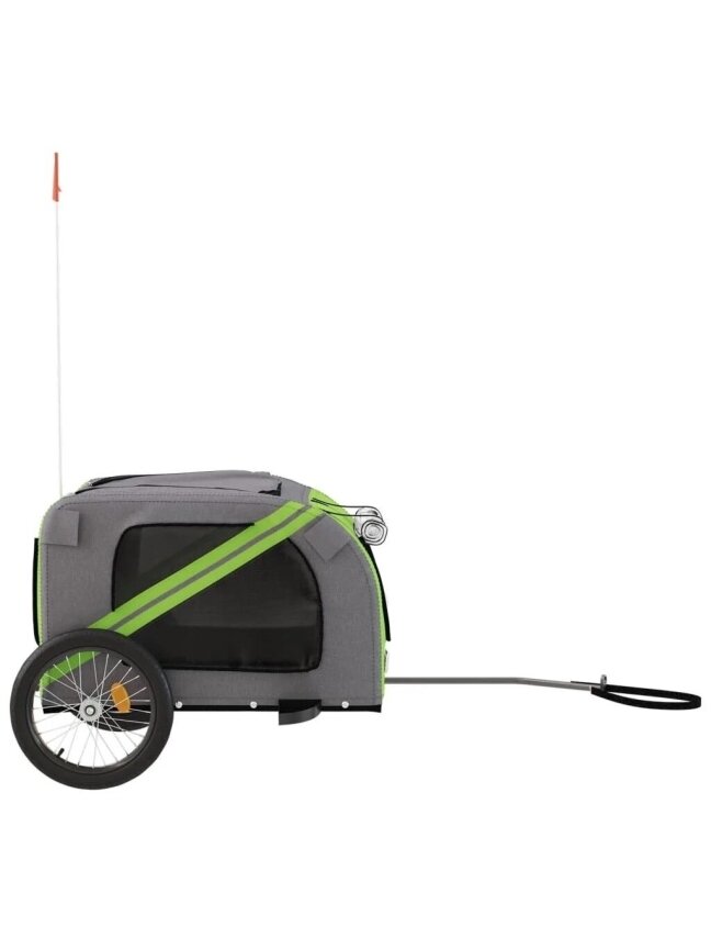 Pet Bicycle Trailer, Green/Grey, Fabric/Iron 5