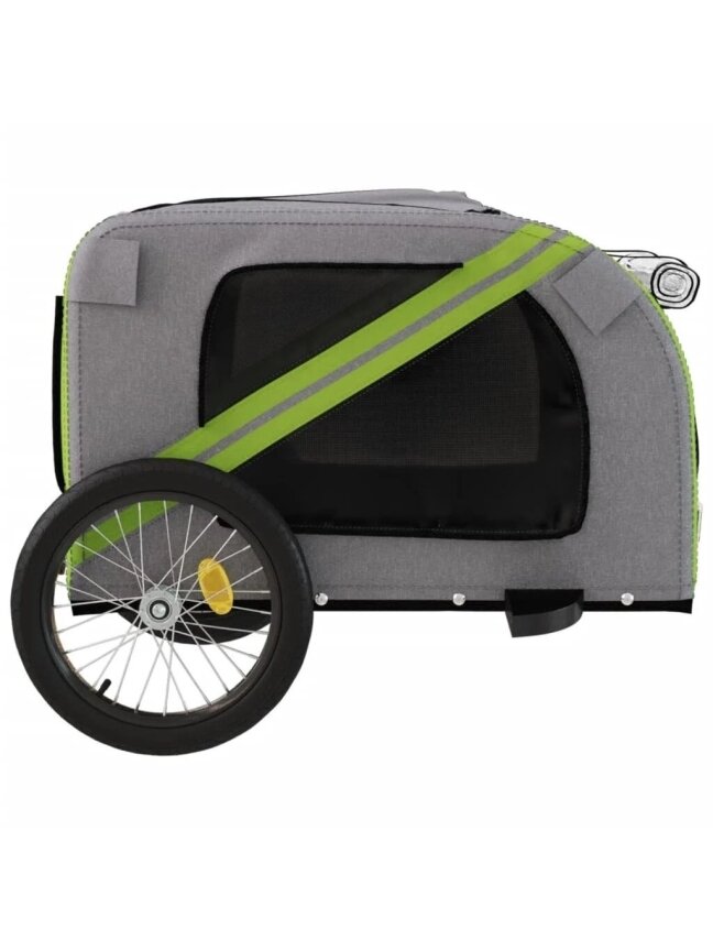 Pet Bicycle Trailer, Green/Grey, Fabric/Iron 6 Pet Bicycle Trailer, Green/Grey, Fabric/Iron 6