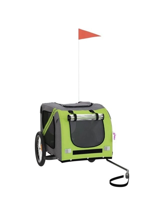 Pet Bicycle Trailer, Green/Grey, Fabric/Iron 1 Pet Bicycle Trailer, Green/Grey, Fabric/Iron 1