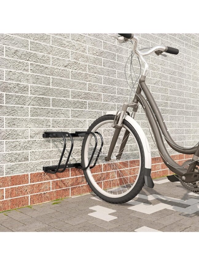 Bicycle rack for 2 bikes, freestanding floor stand or wall-mounted installation. 7 Bicycle rack for 2 bikes, freestanding floor stand or wall-mounted installation. 7