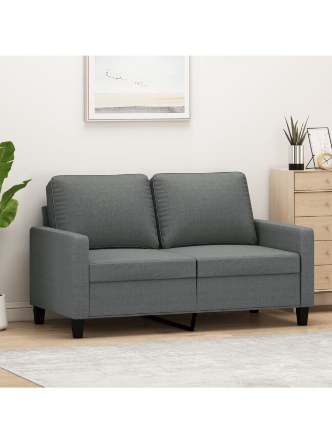 Dvivietė sofa, tamsiai pilkos spalvos, 120cm, audinys
