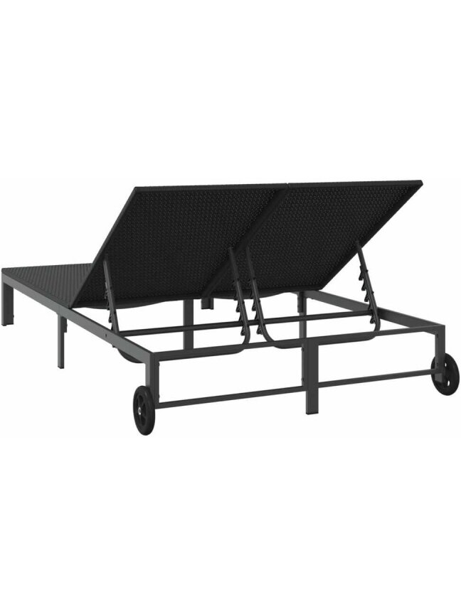 Double sun lounger, black, 60 x 200 x 27 cm, poly rattan 4 Double sun lounger, black, 60 x 200 x 27 cm, poly rattan 4