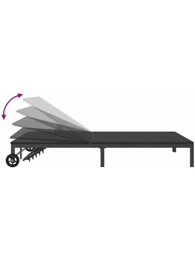 Double sun lounger, black, 60 x 200 x 27 cm, poly rattan 6 Double sun lounger, black, 60 x 200 x 27 cm, poly rattan 6