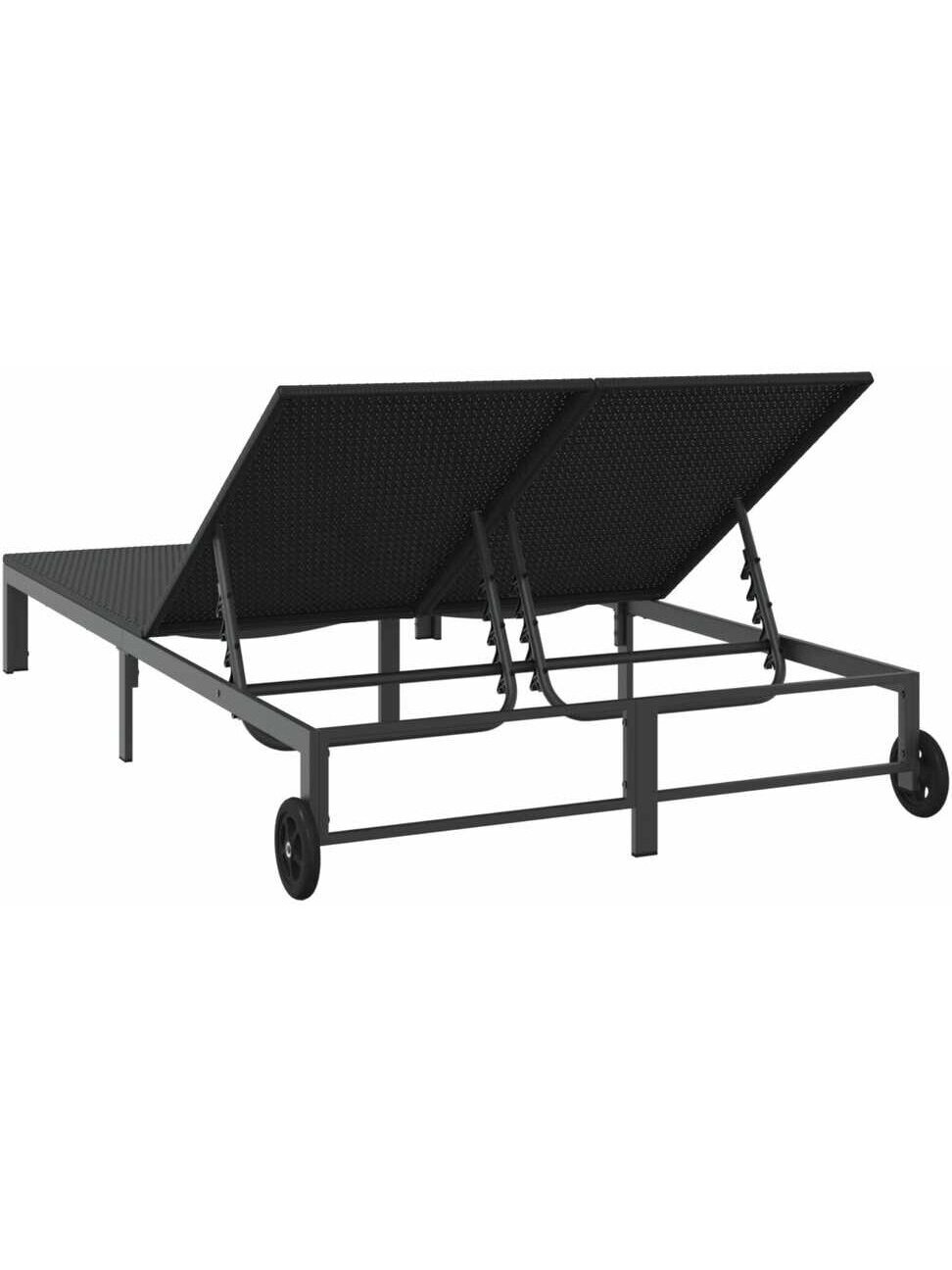 Double sun lounger, black, 60 x 200 x 27 cm, poly rattan 4