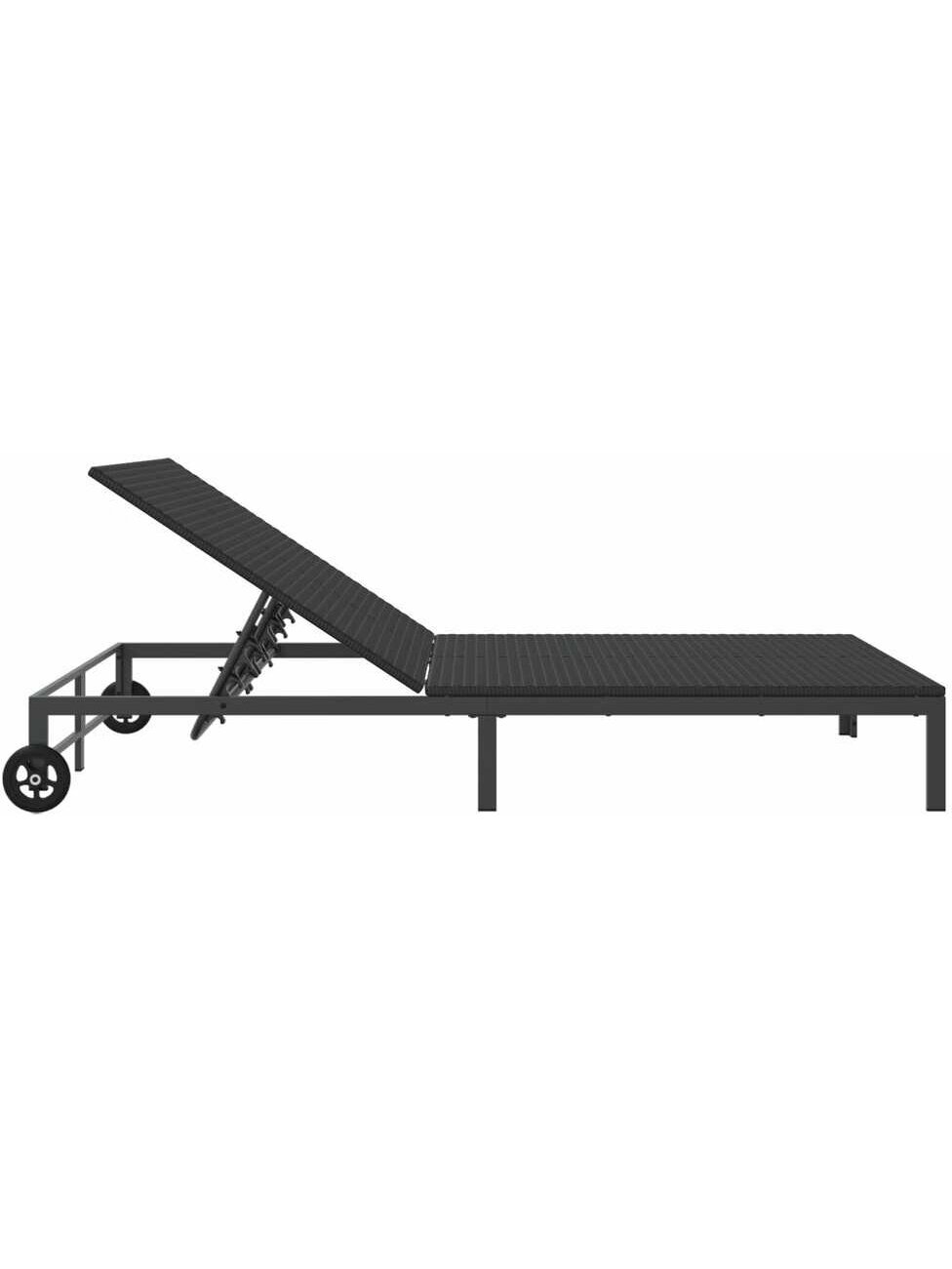 Double sun lounger, black, 60 x 200 x 27 cm, poly rattan 5
