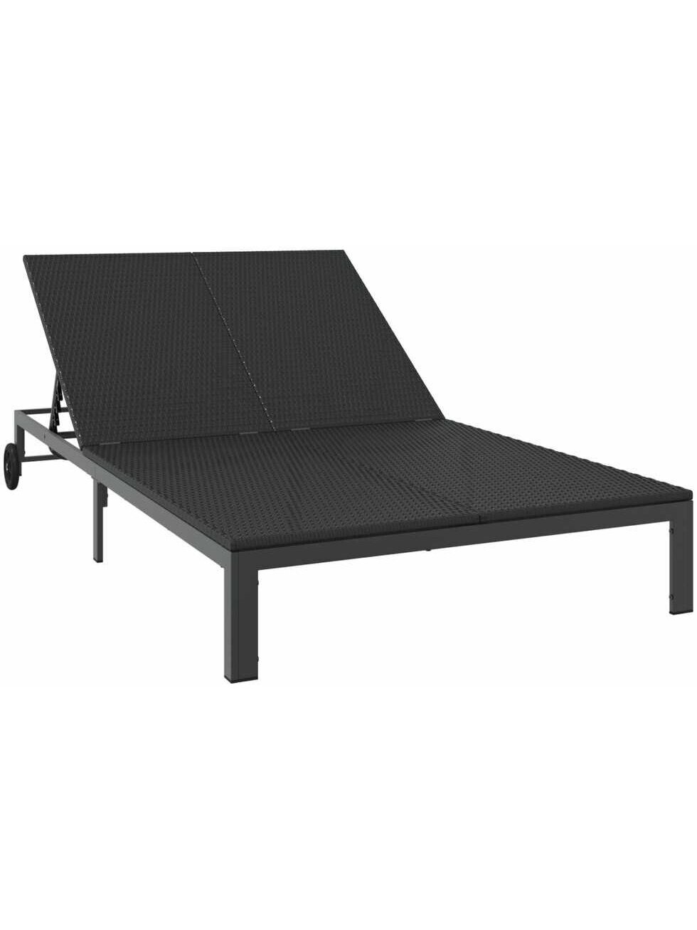 Double sun lounger, black, 60 x 200 x 27 cm, poly rattan 3