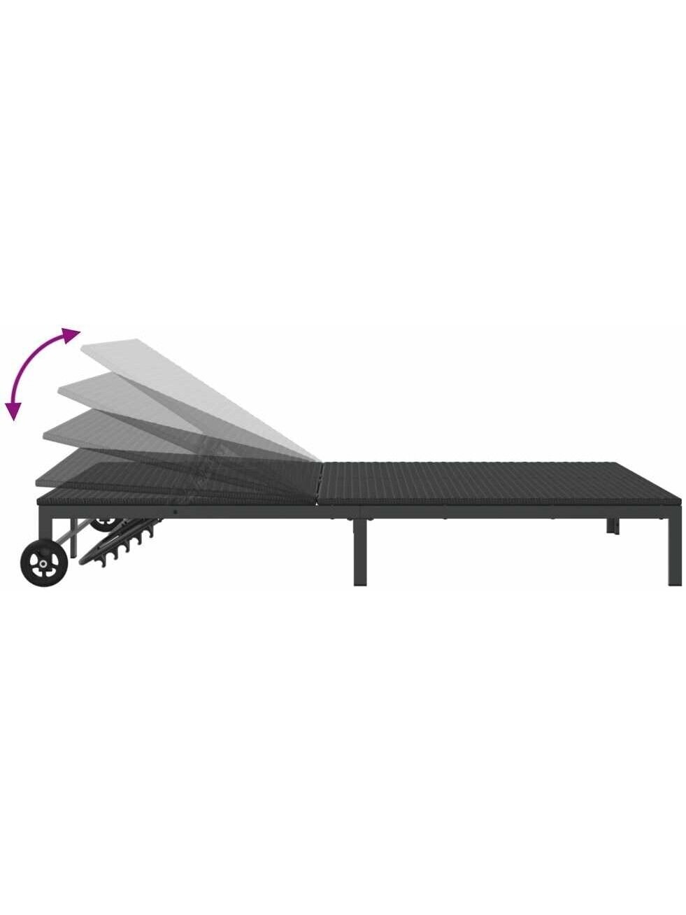 Double sun lounger, black, 60 x 200 x 27 cm, poly rattan 6 Double sun lounger, black, 60 x 200 x 27 cm, poly rattan 6