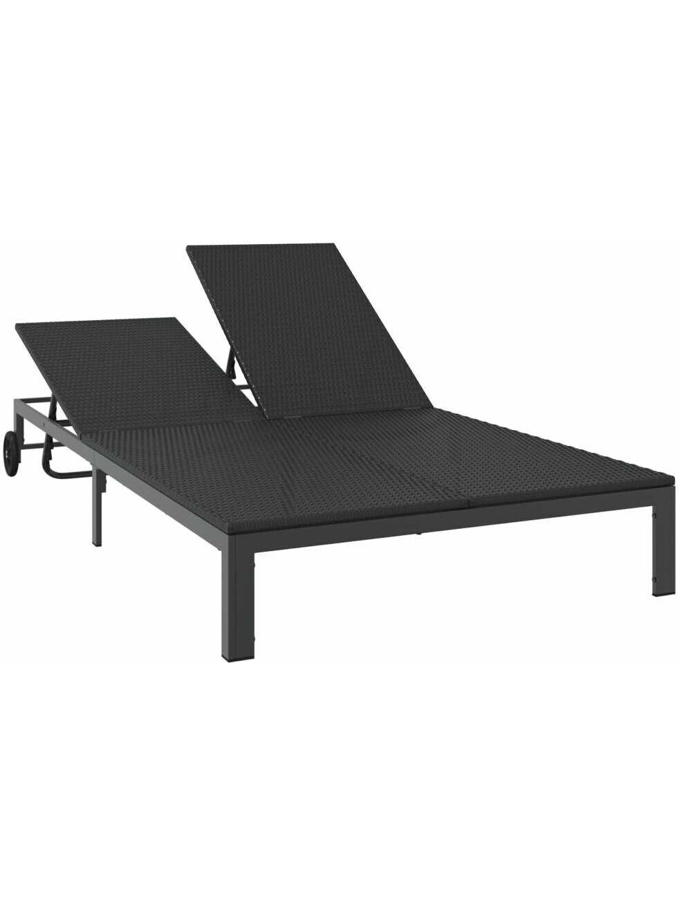 Double sun lounger, black, 60 x 200 x 27 cm, poly rattan 7