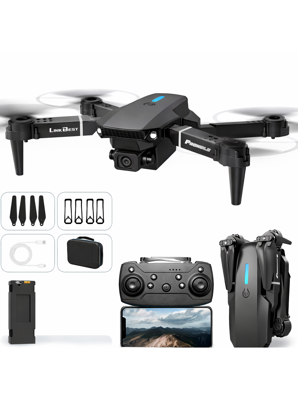E88 PRO foldable drone with dual camera and 360° flips.