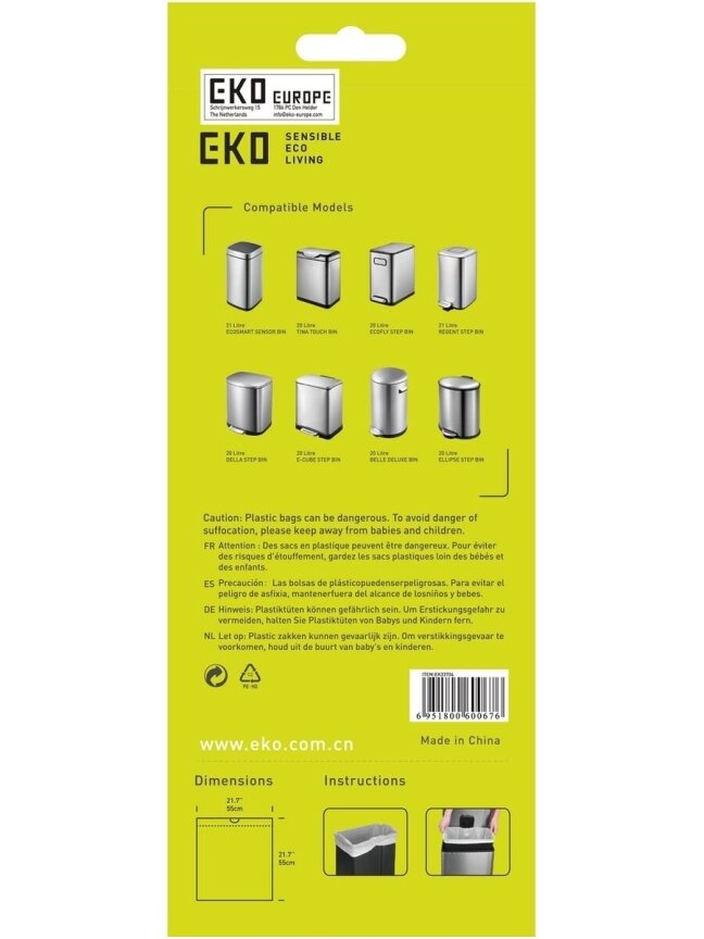 EKO – Atliekų maišai 18–21 litrų (D) – Plastikas, balti 2