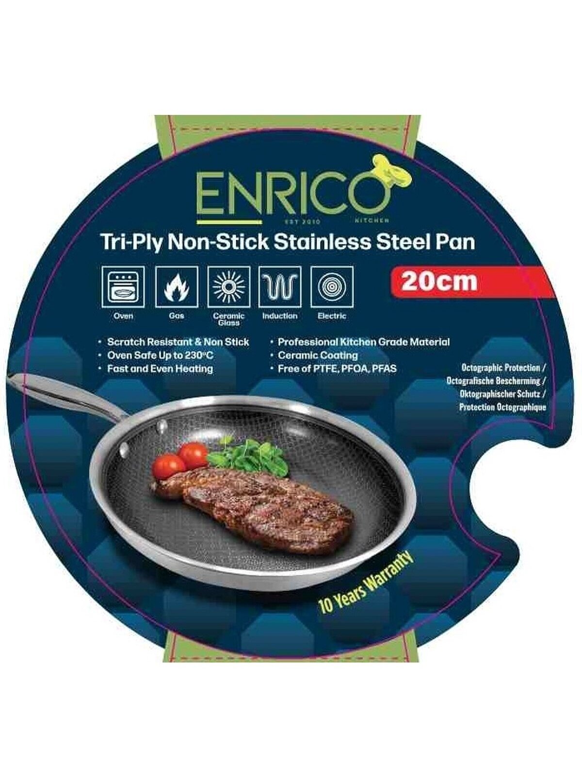 ENRICO – Frying Pan Ø20 – Stainless Steel – Non-stick Coating – PFAS & PTFE Free – Suitable for All Heat Sources, Including Induction – 20 cm 4